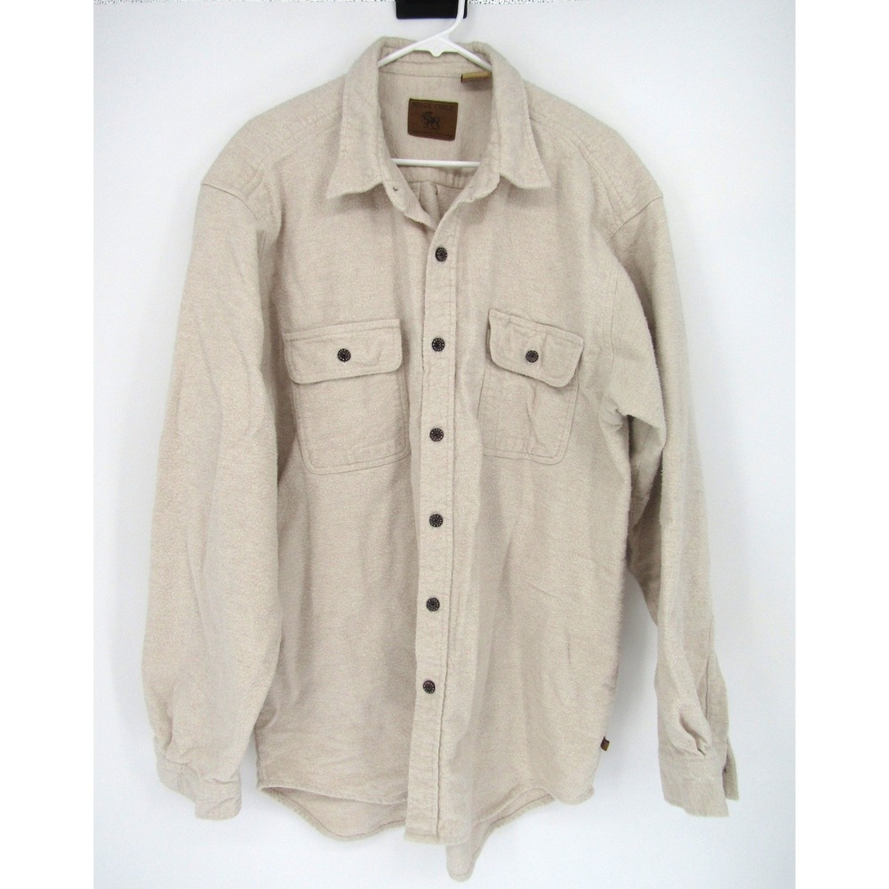 Moose Creek Chamois Shirt Mens 2XLT Beige Heavyweight Cotton Long Sleeve Button